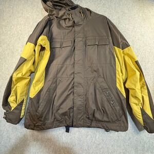 Burton Snowboard Jacket Mens Brown Yellow Hooded Colorblock Ski Coat Large